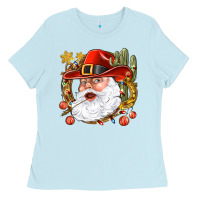 Baby Blue Cowboy Santa Ladies Tee - NancyCooperArtShop
