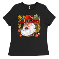 Black Cowboy Santa Ladies Tee - NancyCooperArtShop