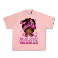 Afro Messy Bun Breast Cancer Warrior Urban Heavy Tee | Teevron