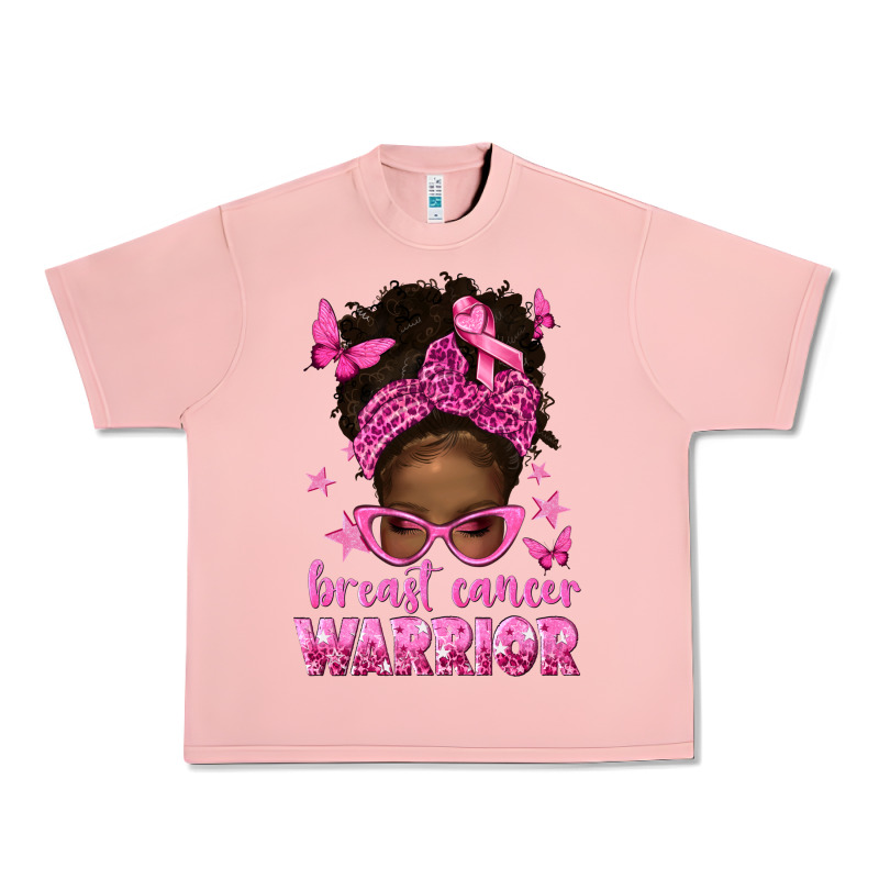 Afro Messy Bun Breast Cancer Warrior Urban Heavy Tee by texasbilliewilder | Teevron