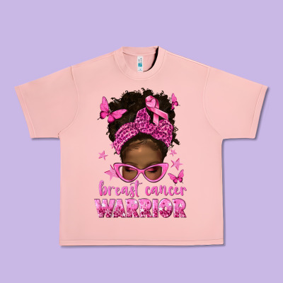 Afro Messy Bun Breast Cancer Warrior Urban Heavy Tee Designed By Texasbilliewilder