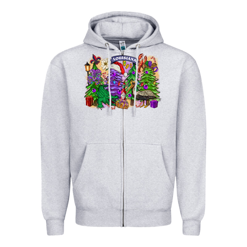 Christmas Louisiana Mardi Gras Trees Zipper Hoodie by FaDigitalArtStudio | Teevron