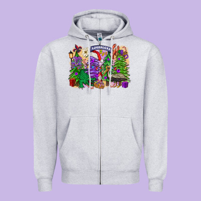 Christmas Louisiana Mardi Gras Trees Zipper Hoodie Designed By Fadigitalartstudio