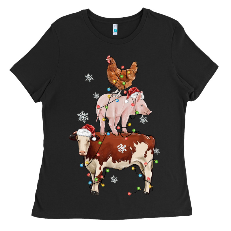 Merry Christmas Farm Animals Ladies Tee by MaliasSmallBusiness | Teevron