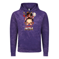 Cloud Purple Baseball Mom Messy Bun Vintage Hoodie - texasbilliewilder