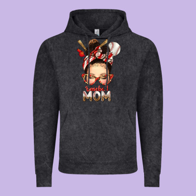 Baseball Mom Messy Bun Vintage Hoodie Designed By Texasbilliewilder