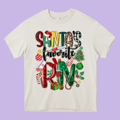 Santas Favorite Registered Nurse Heavy Core Tee Designed By Maliassmallbusiness