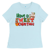 Baby Blue Have a sweet Christmas Ladies Tee - NancyCooperArtShop