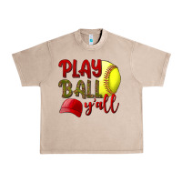 French Oak Play ball y'all Softball Urban Heavy Tee - NancyCooperArtShop