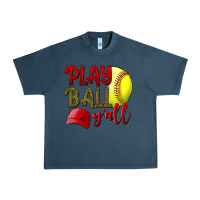 Midnight Navy Play ball y'all Softball Urban Heavy Tee - NancyCooperArtShop