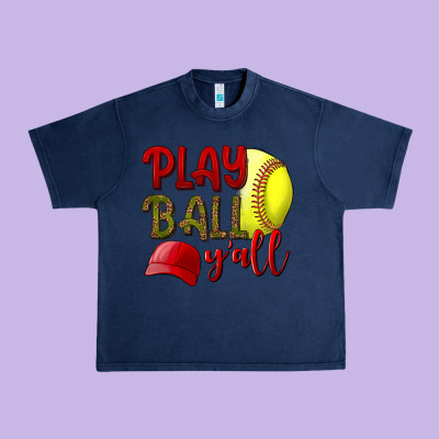 Play Ball Y'all Softball Urban Heavy Tee Designed By Nancycooperartshop