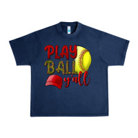 Navy Play ball y'all Softball Urban Heavy Tee - NancyCooperArtShop