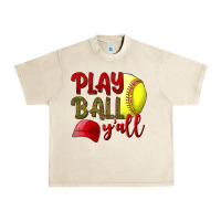 Sandshell Play ball y'all Softball Urban Heavy Tee - NancyCooperArtShop