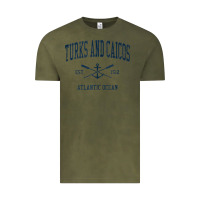 Vintage Olive Turks And Caicos Vintage Navy Crossed Oars & Boat Anchor Vintage Tee - trangStudio