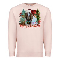 Pale Pink merry Christmas goat Premium Sweatshirt - CowhideDigitalArt
