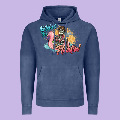 Bitches Be Floatin' Skeleton Summer Vintage Hoodie Designed By Nancycooperartshop