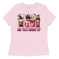 Bubblegum Pink No you hang up coffee cups Ladies Tee - MaliasSmallBusiness