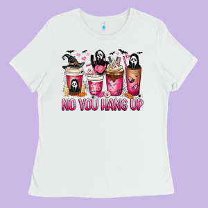 No You Hang Up Coffee Cups Ladies Tee Designed By Maliassmallbusiness