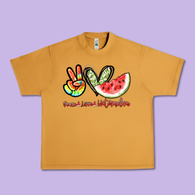 Peace Love Watermelon Urban Heavy Tee Designed By Nancycooperartshop