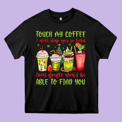 Christmas Characters Coffee Cups Heavy Core Tee Designed By Maliassmallbusiness