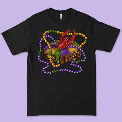 Mardi Gras Craw Fish King Cake With Leopard Premium Tee Designed By Ranaportraitstore