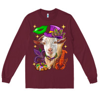 Burgundy Mardi Gras Goat Long Sleeve Tee - HowdyJamesFarm