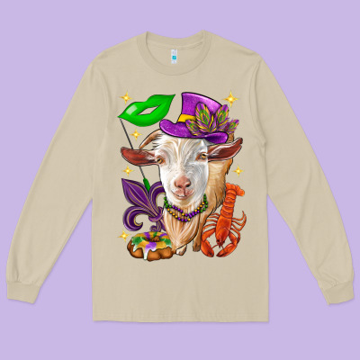 Mardi Gras Goat Long Sleeve Tee Designed By Howdyjamesfarm
