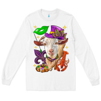 White Mardi Gras Goat Long Sleeve Tee - HowdyJamesFarm