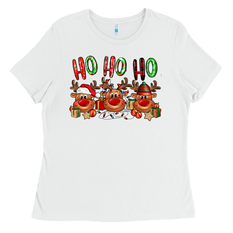 Ho Ho Ho Reindeer Ladies Tee by NancyCooperArtShop | Teevron