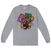 Heather Grey Mardi gras hat german shepherd Long Sleeve Tee - RanaPortraitStore