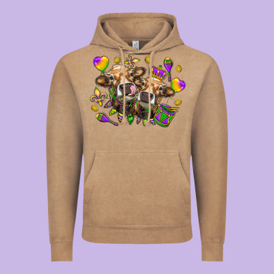 Mardi Gras Heifers Vintage Hoodie Designed By Nancycooperartshop
