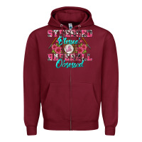 Burgundy stressed blessed & baseball obsessed Zipper Hoodie - BundleAndBundleShop
