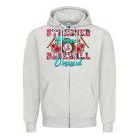 Dove Grey stressed blessed & baseball obsessed Zipper Hoodie - BundleAndBundleShop
