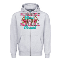 Heather Grey stressed blessed & baseball obsessed Zipper Hoodie - BundleAndBundleShop