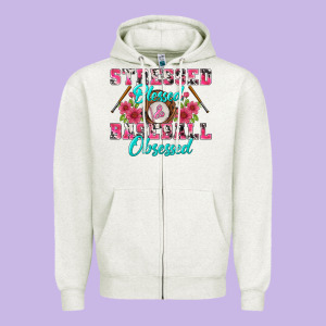 Stressed Blessed & Baseball Obsessed Zipper Hoodie Designed By Bundleandbundleshop