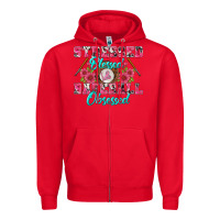 Red stressed blessed & baseball obsessed Zipper Hoodie - BundleAndBundleShop