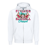 White stressed blessed & baseball obsessed Zipper Hoodie - BundleAndBundleShop