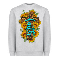 Faith Sunflower Leopard Cross Olivia Heavyweight Sweatshirt | Teevron