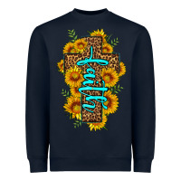 Navy faith sunflower leopard cross olivia Heavyweight Sweatshirt - OliviaCreatesArt