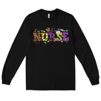 Black Mardi Gras Day nurse Long Sleeve Tee - HowdyJamesFarm