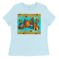 Baby Blue fall pumpkin tumbler Ladies Tee - RanaPortraitStore