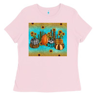 Bubblegum Pink fall pumpkin tumbler Ladies Tee - RanaPortraitStore