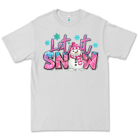 Let It Snow Pink Christmas Snowman Premium Tee | Teevron