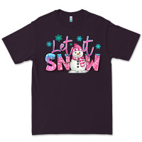 Plum let it snow pink christmas snowman Premium Tee - MaliasSmallBusiness