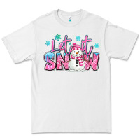 White let it snow pink christmas snowman Premium Tee - MaliasSmallBusiness