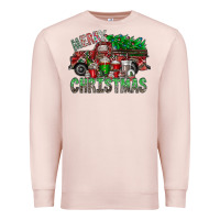 Pale Pink merry christmas  truck Premium Sweatshirt - CowhideDigitalArt