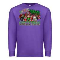 Purple merry christmas  truck Premium Sweatshirt - CowhideDigitalArt
