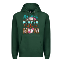 Sports Green My Favorite Player Calls Me Mom Premium Hoodie - BundleAndBundleShop