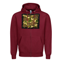 Burgundy camouflage and leopard background Zipper Hoodie - BundleAndBundleShop