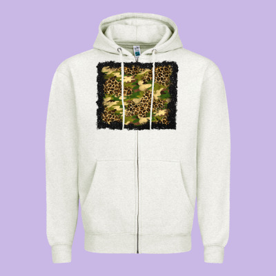 Camouflage And Leopard Background Zipper Hoodie Designed By Bundleandbundleshop
